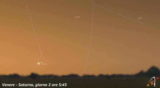 Congiunzione Venere - Saturno, giorno 22 ore 05:45